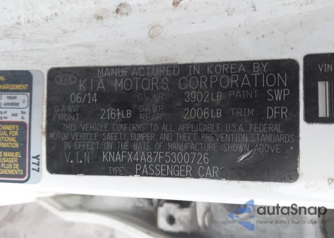 2015 Kia Forte Ex z USA, uszkodzony, nr VIN KNAFX4A87F5300726